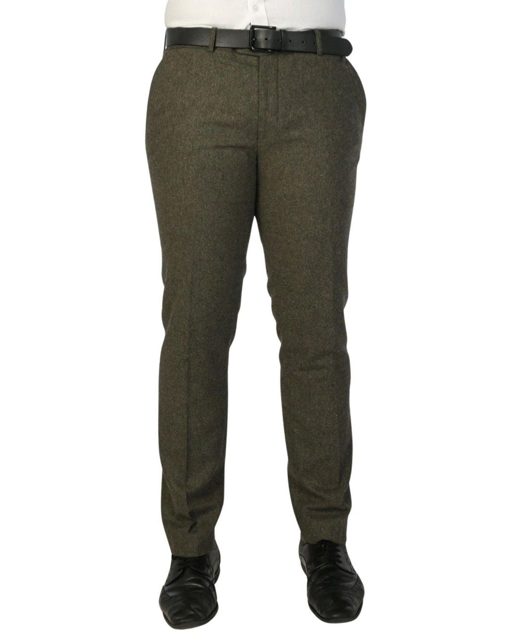 Paul Andrew Green Oscar Wool Blend Trousers Tweed Casual Formal Pants for men
