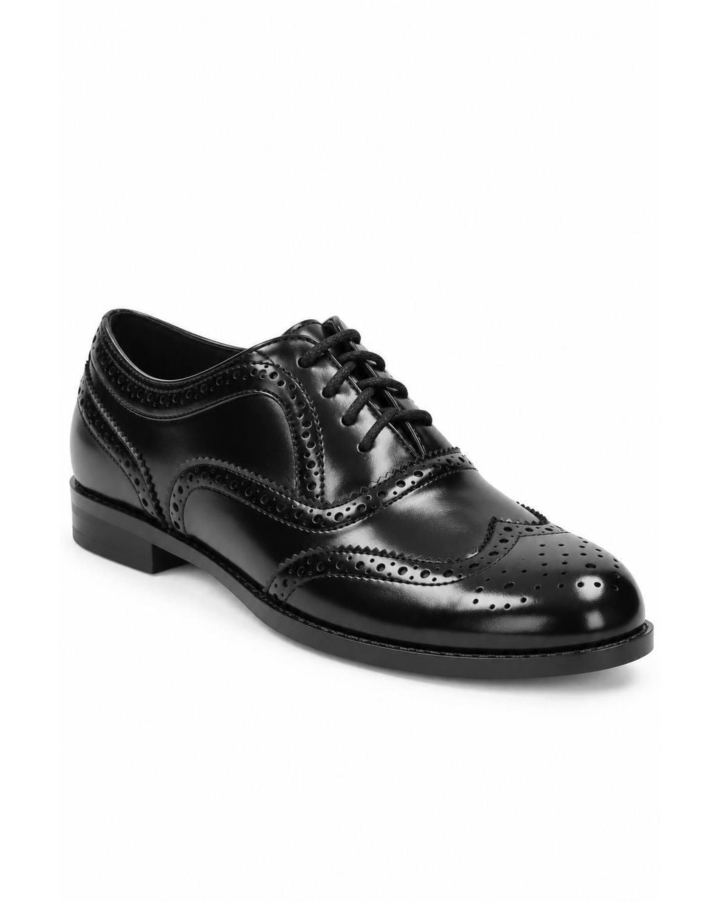 Spot on Black Lace-Up Brogue Shoes With Wingtip Detail