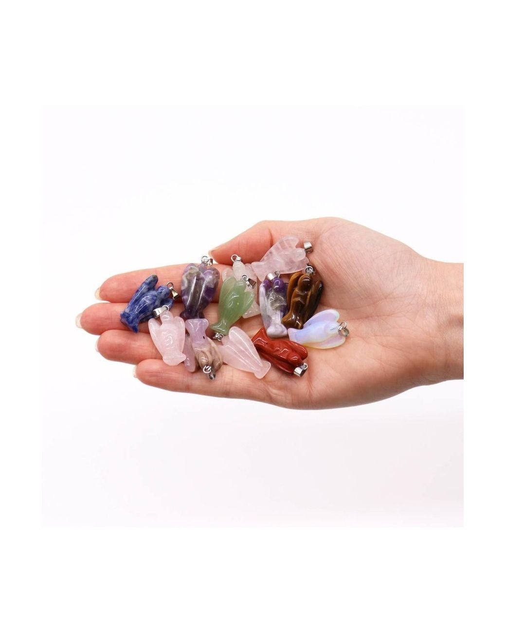 KDMD Multicolor 12 Assorted Gemstone Mini Angel Pendants