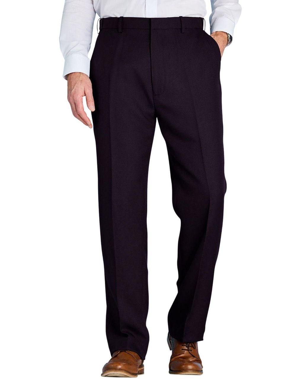 Chums Blue Smart Casual Formal Trousers With Hidden Elasticated Waist for men