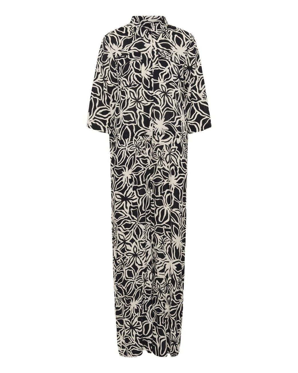 Kaffe White Kasanne Plain Weave Printed Jumpsuit