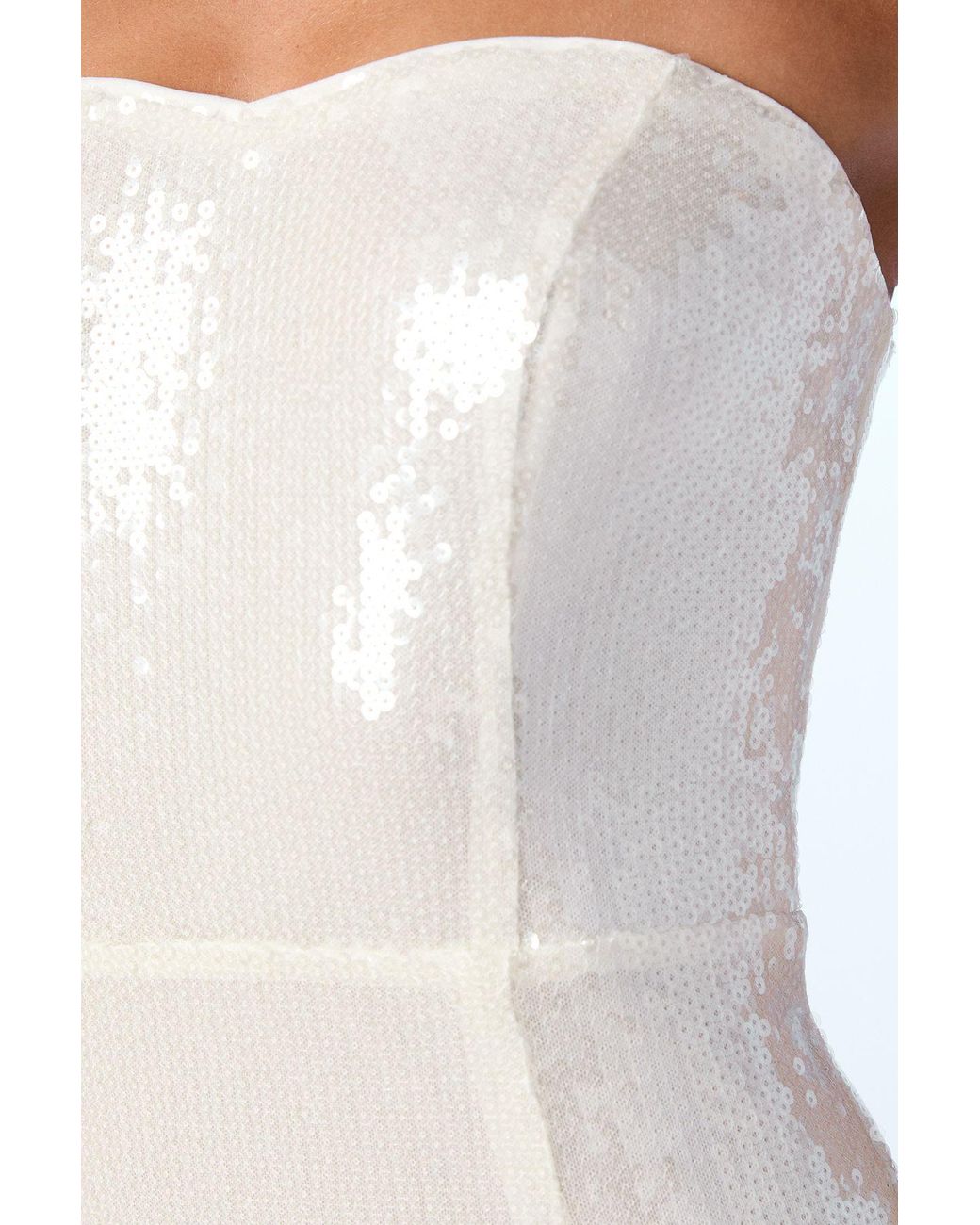 Coast White Strapless Sequin Column Wedding Dress