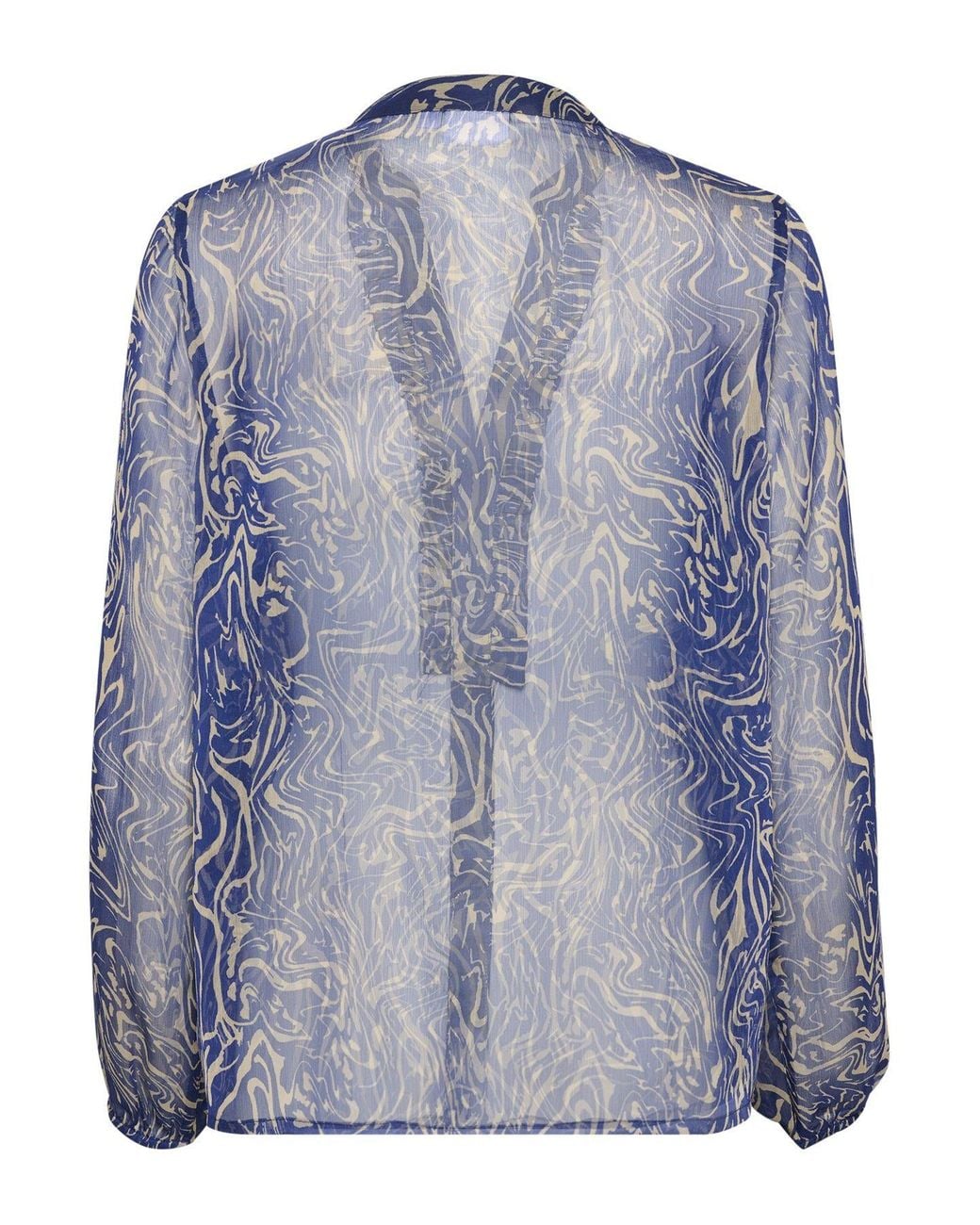 Saint Tropez Blue Valeriesz With Ruffles Chiffon Shirt