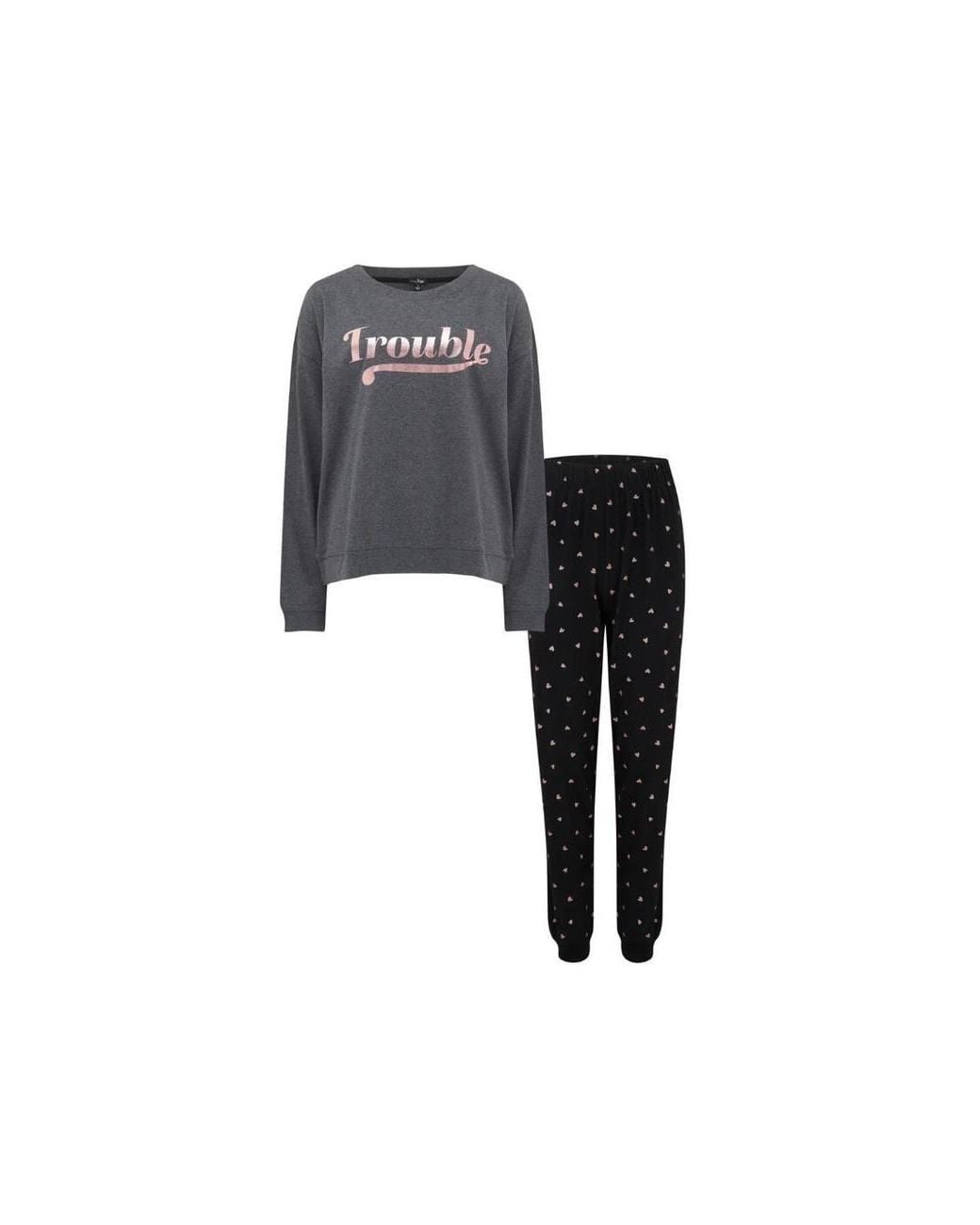 Pour Moi Gray Trouble Jersey Jogger Pyjama Set