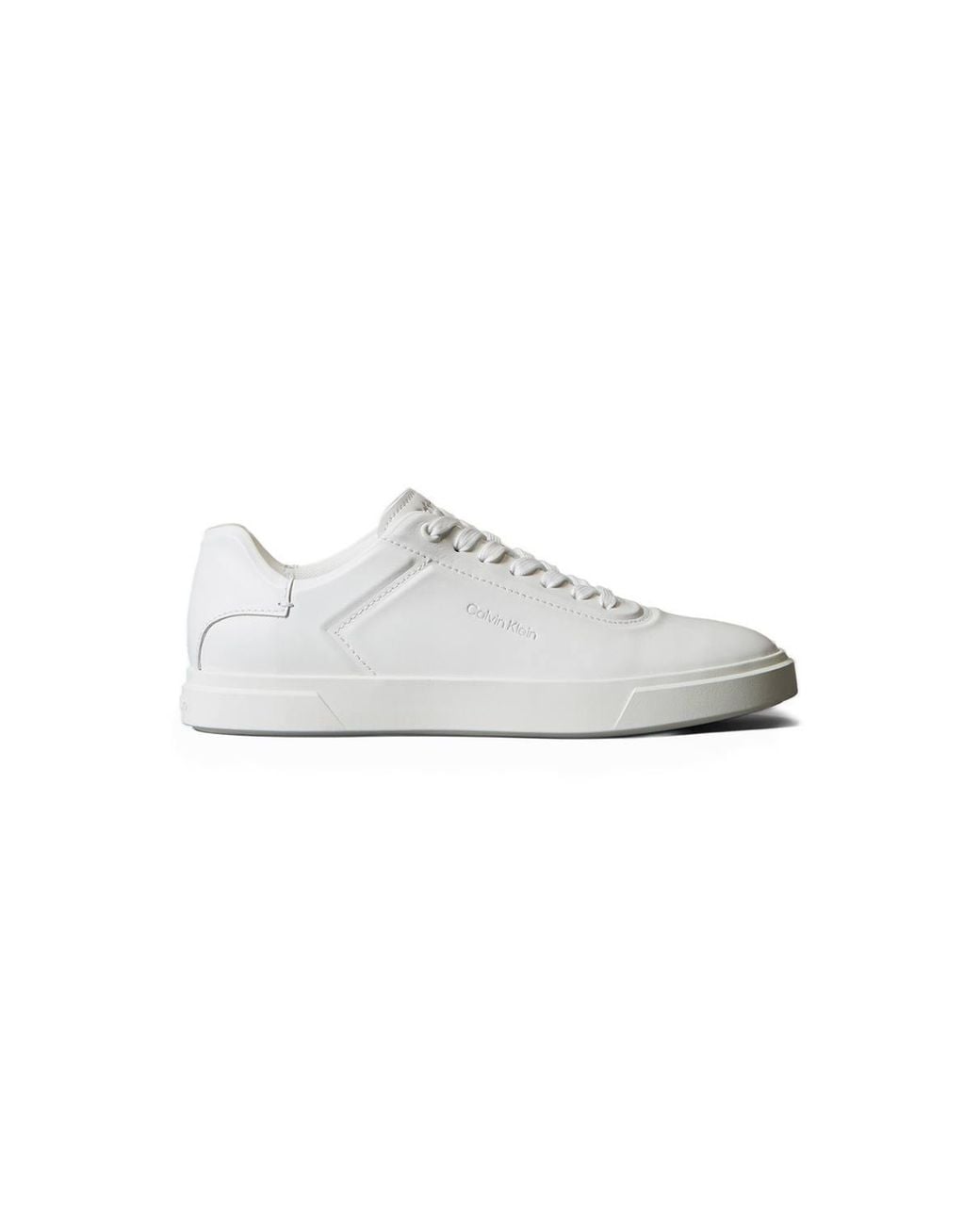 Calvin Klein White Low Profile Oxford Leather Trainers Triple Bright