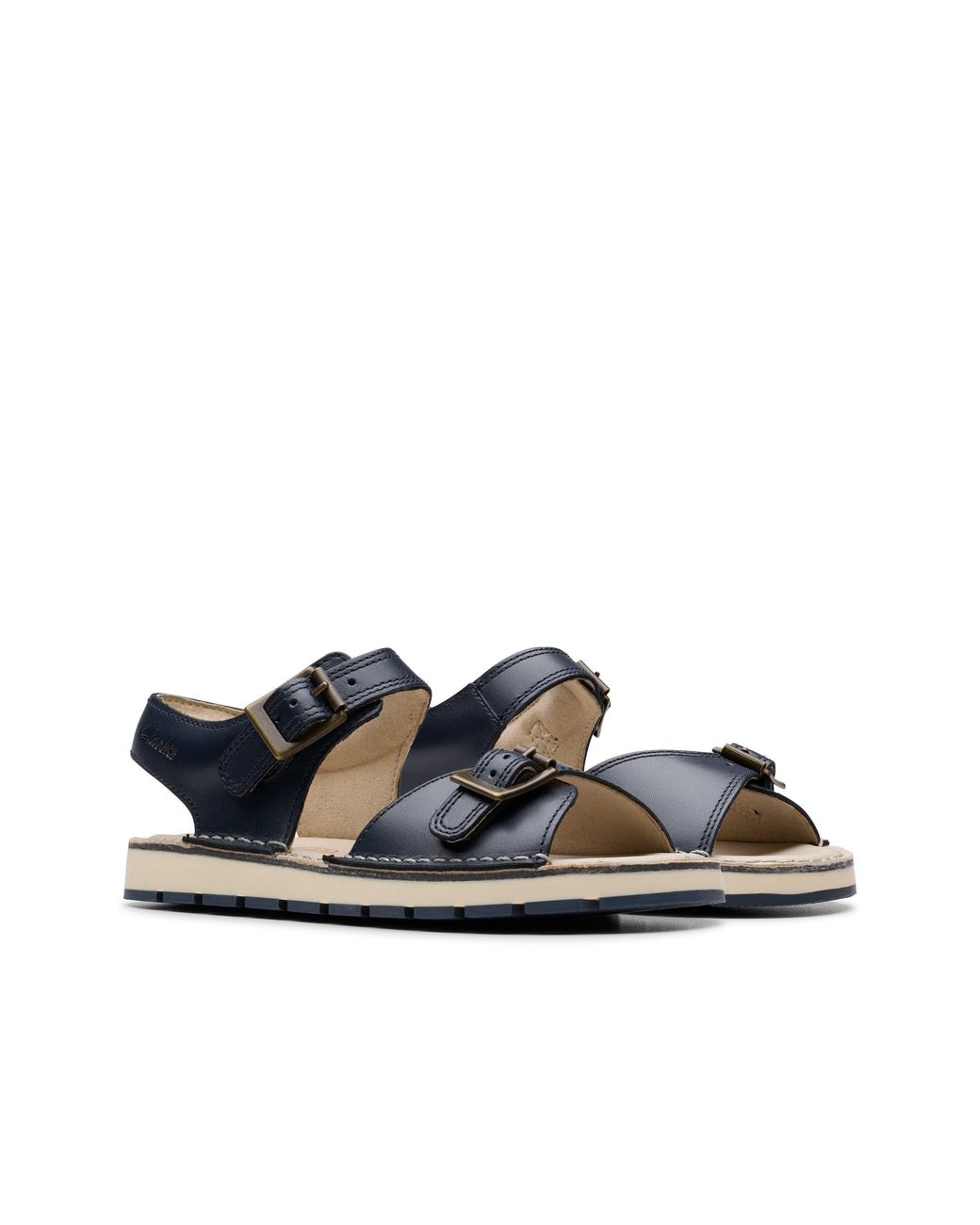 Clarks Blue Playsun Kid Leather Flat Sandals