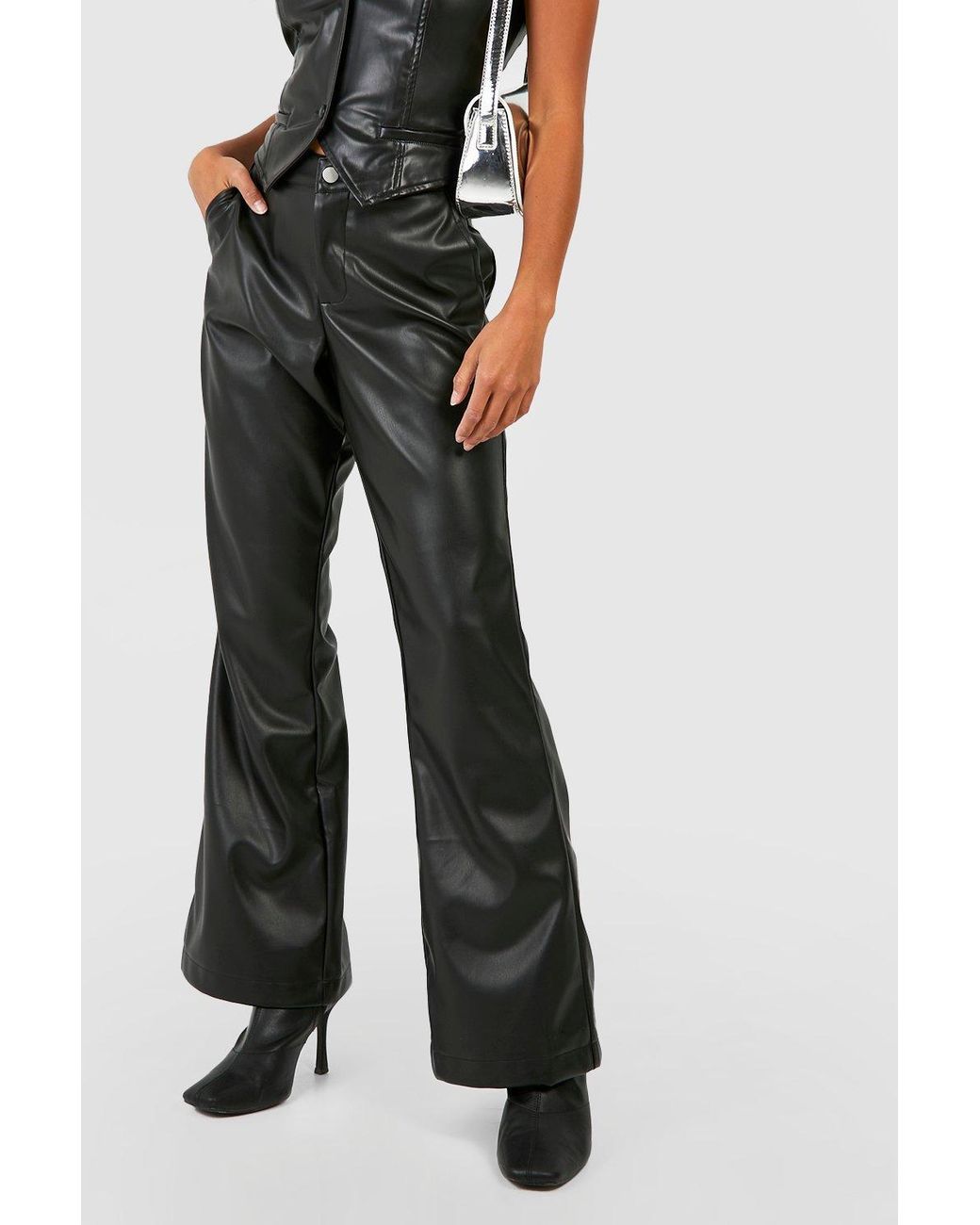 Cotton Black High Waisted Flared Trousers