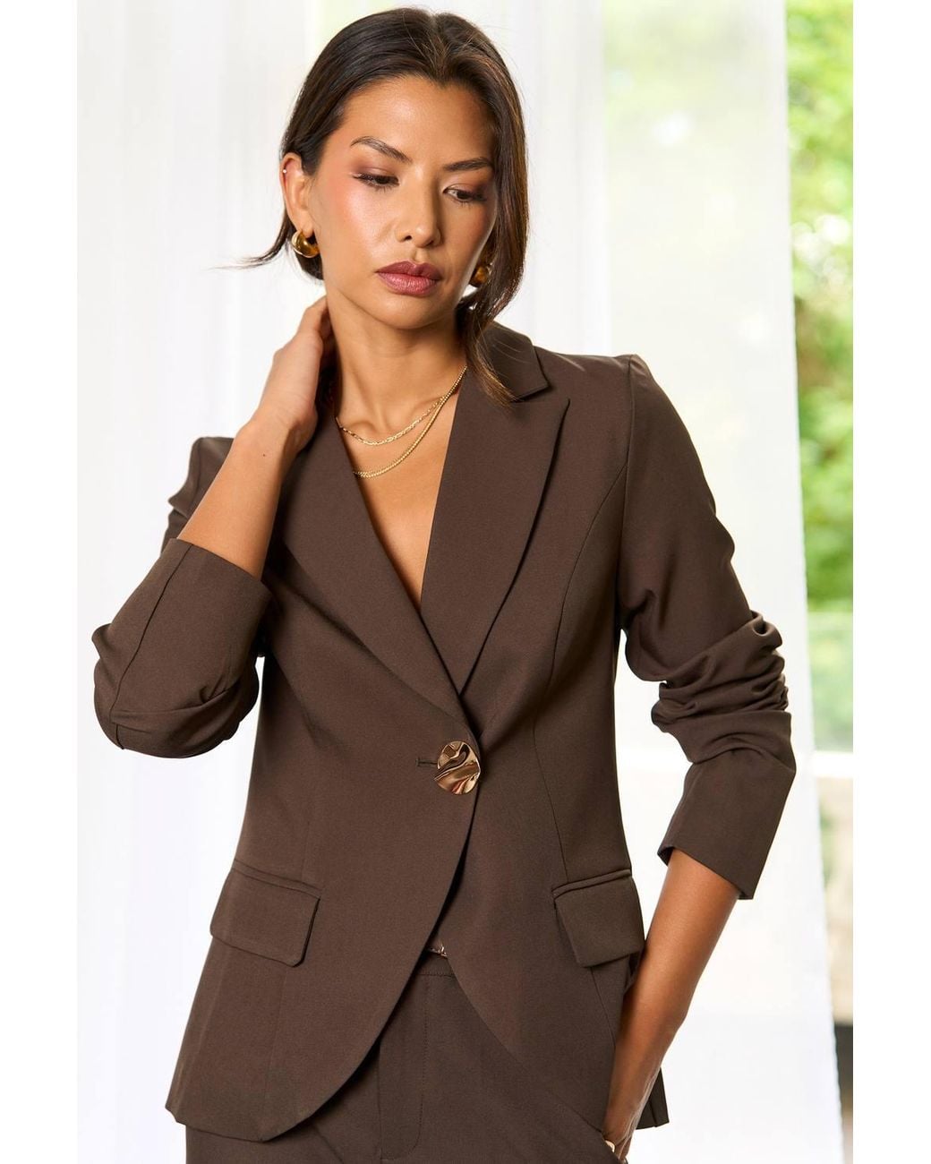 Gini London Blue Fashion Tailoring Button Blazer