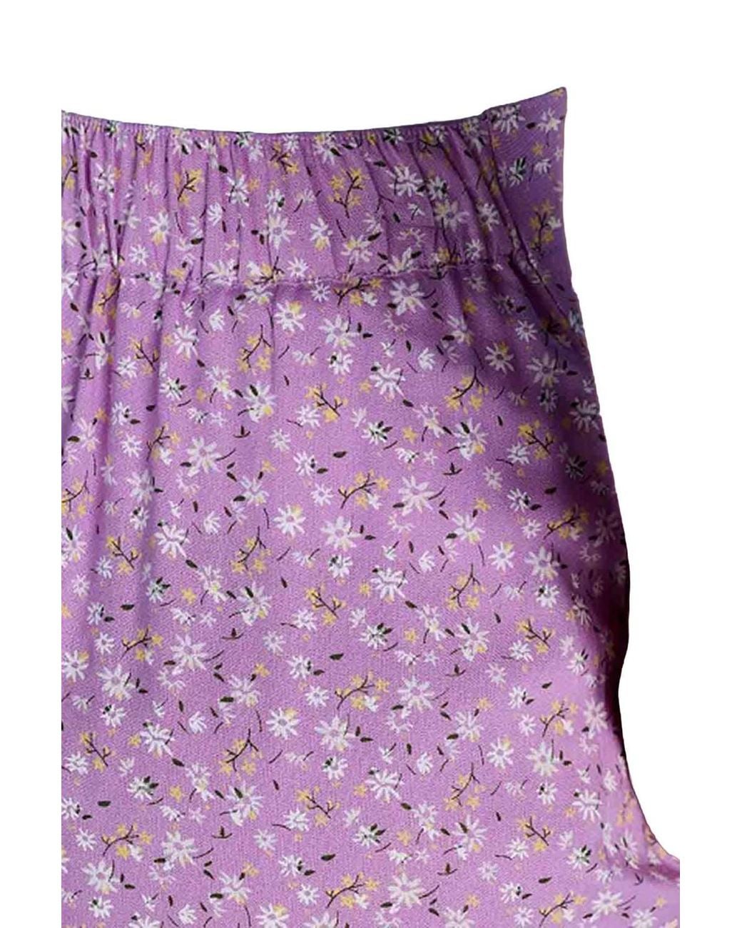 Chums Purple Viscose Print Pleat Front Skirt
