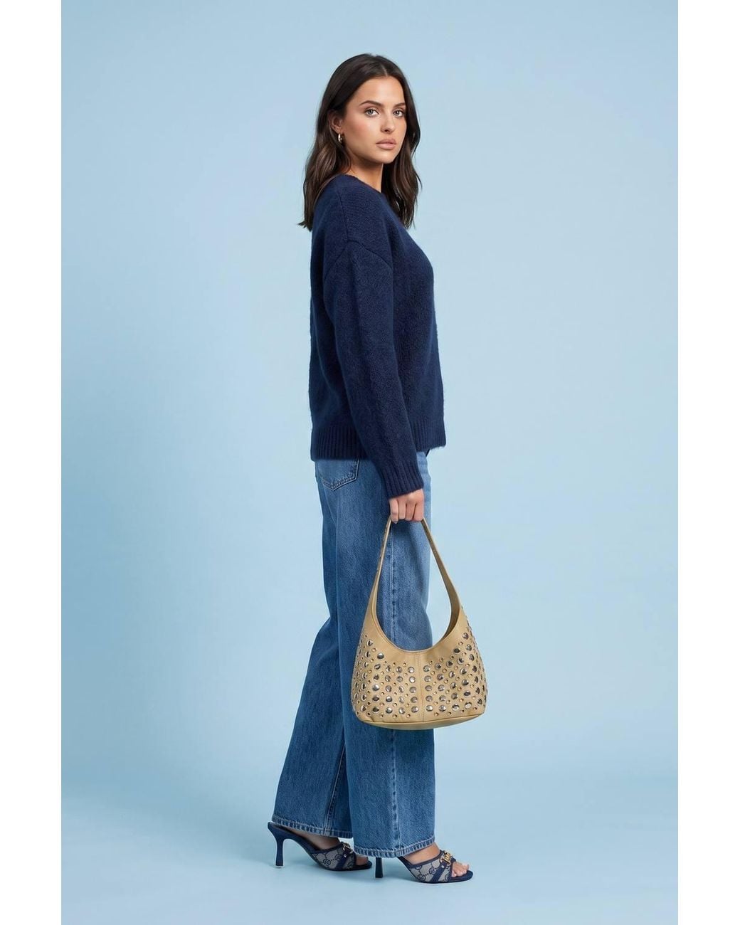 Urban Bliss Blue Wool Blend Longline Jumper