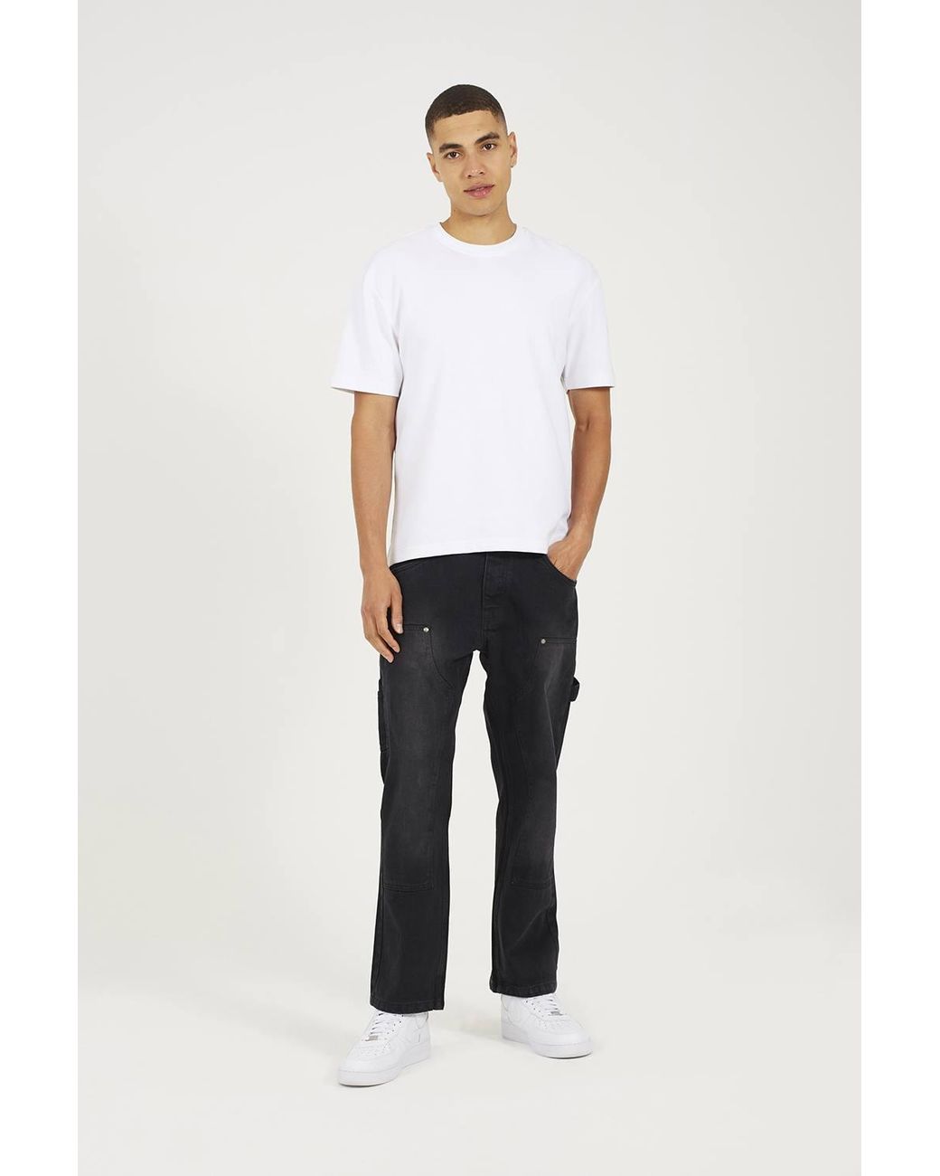 Brave Soul Black Loose Fit Carpenter Style Denim Jeans for men