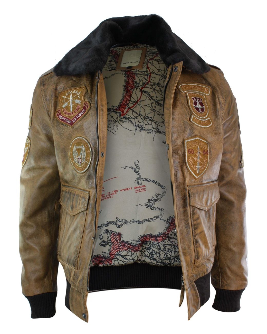 TruClothing Brown Aviator Pilot Bomber Jacket for men