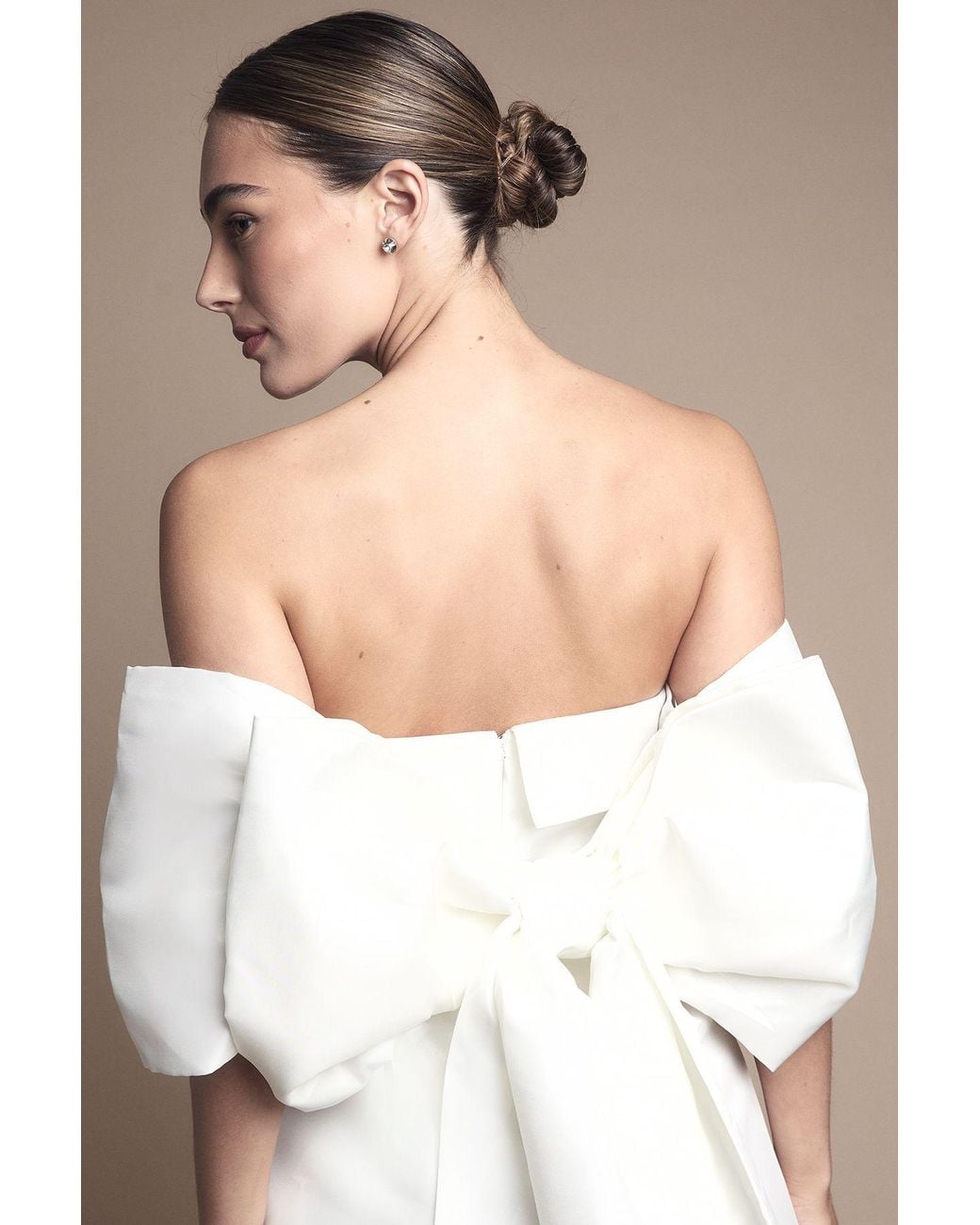 Coast Brown Strapless Minimal Twill Mini Wedding Dress