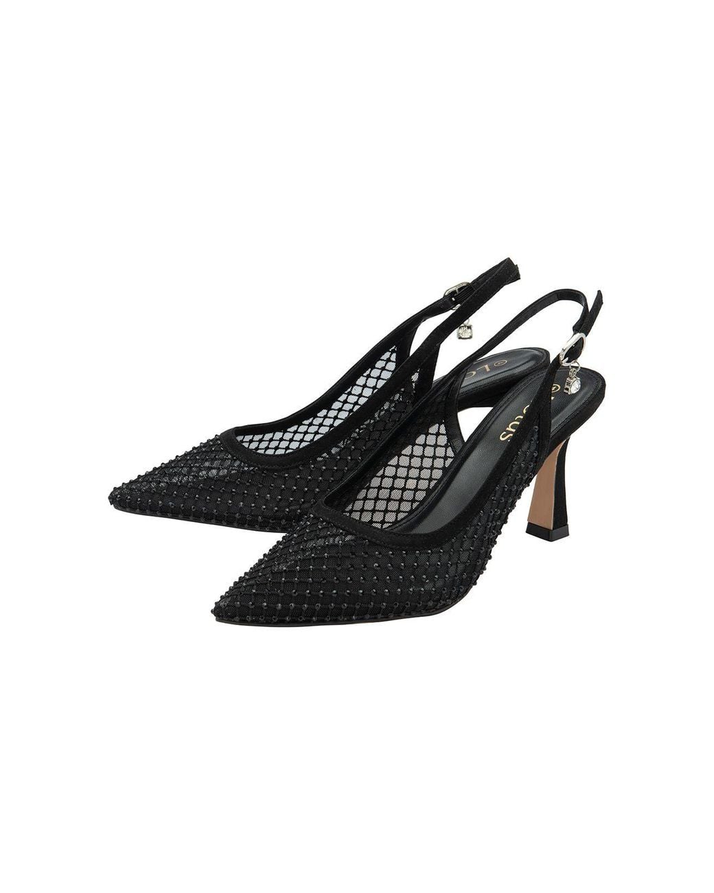 Lotus Black 'Phoenix' Slingback Court Shoes