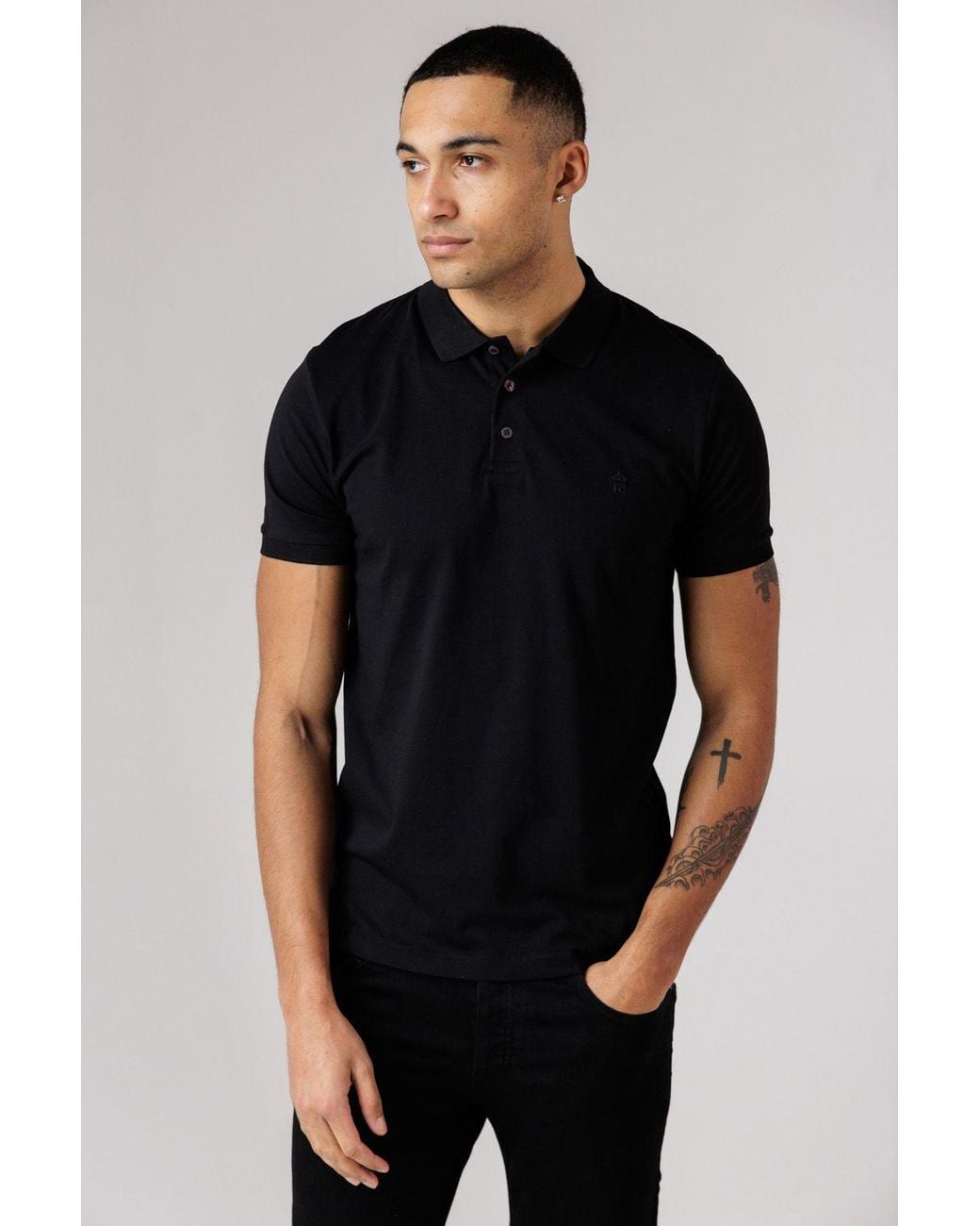 French Connection Blue 3 Pack Cotton Short Sleeve Polo Shirts for men