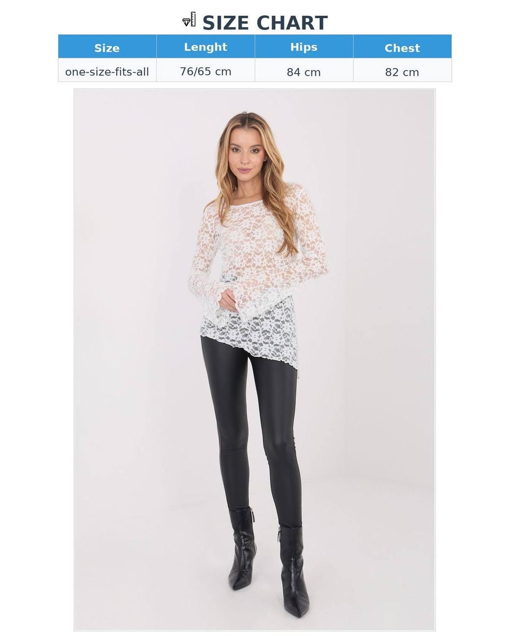 Love Lace White Elegant Lace Bell Sleeve Blouse Overhead