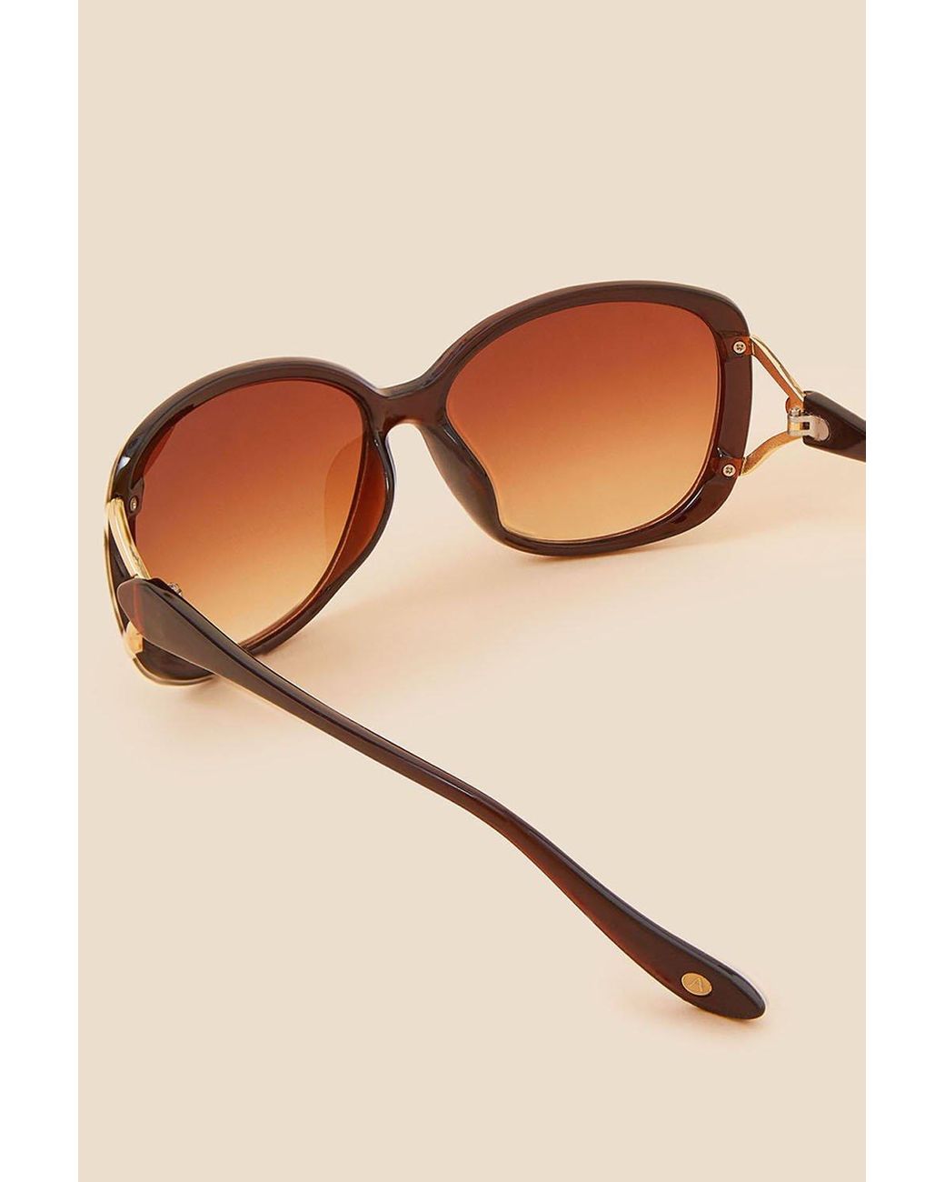 Accessorize Metal Detail Wrap Sunglasses in Natural