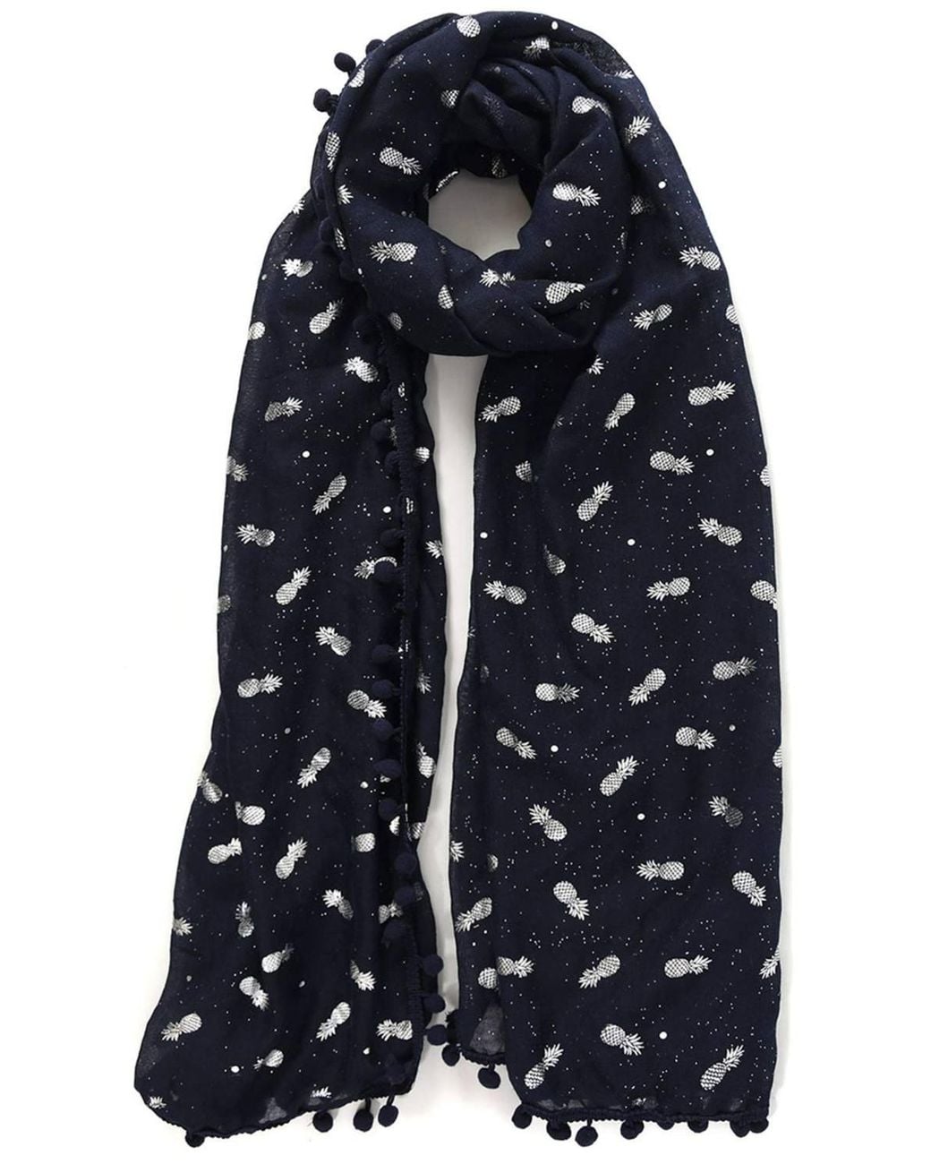 SARTA Blue Pom Pom Pineapple Foil Scarf