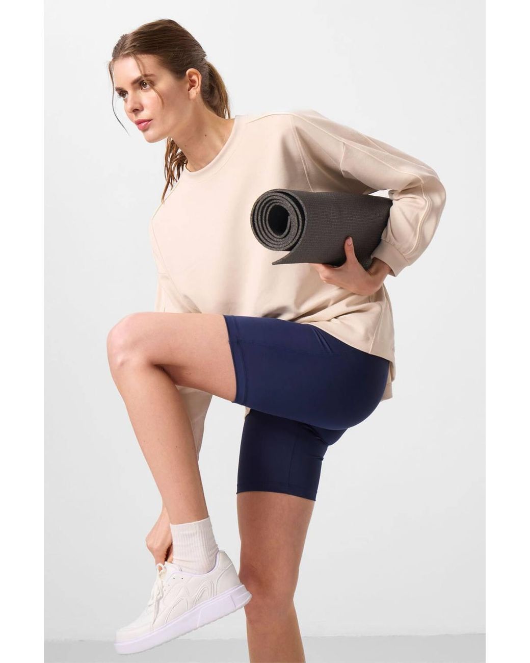 TOMMY LIFE Blue Short High-Waist Sports Leggings