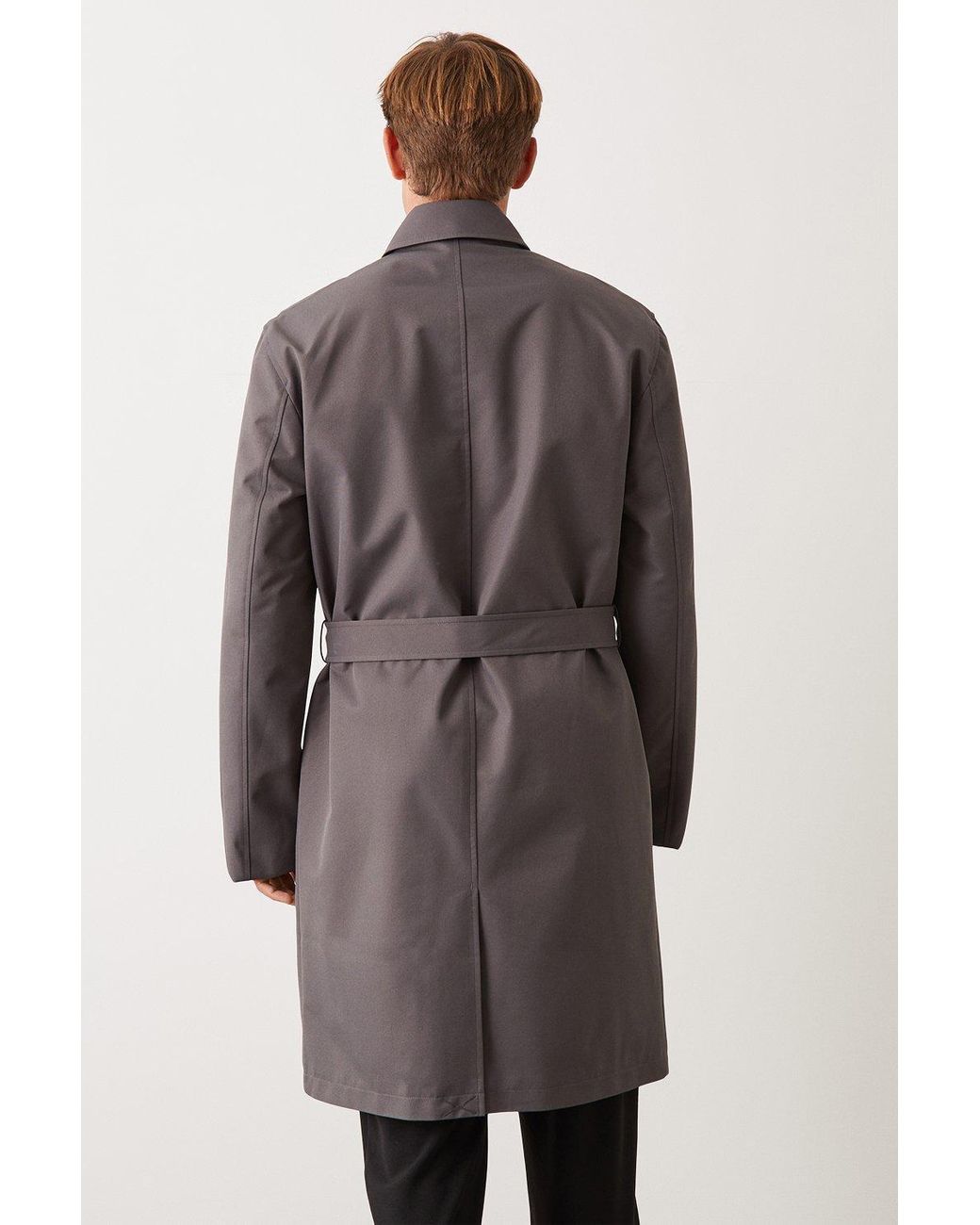 Burton Double Breasted Trench Coat in Grey for Men Lyst UK