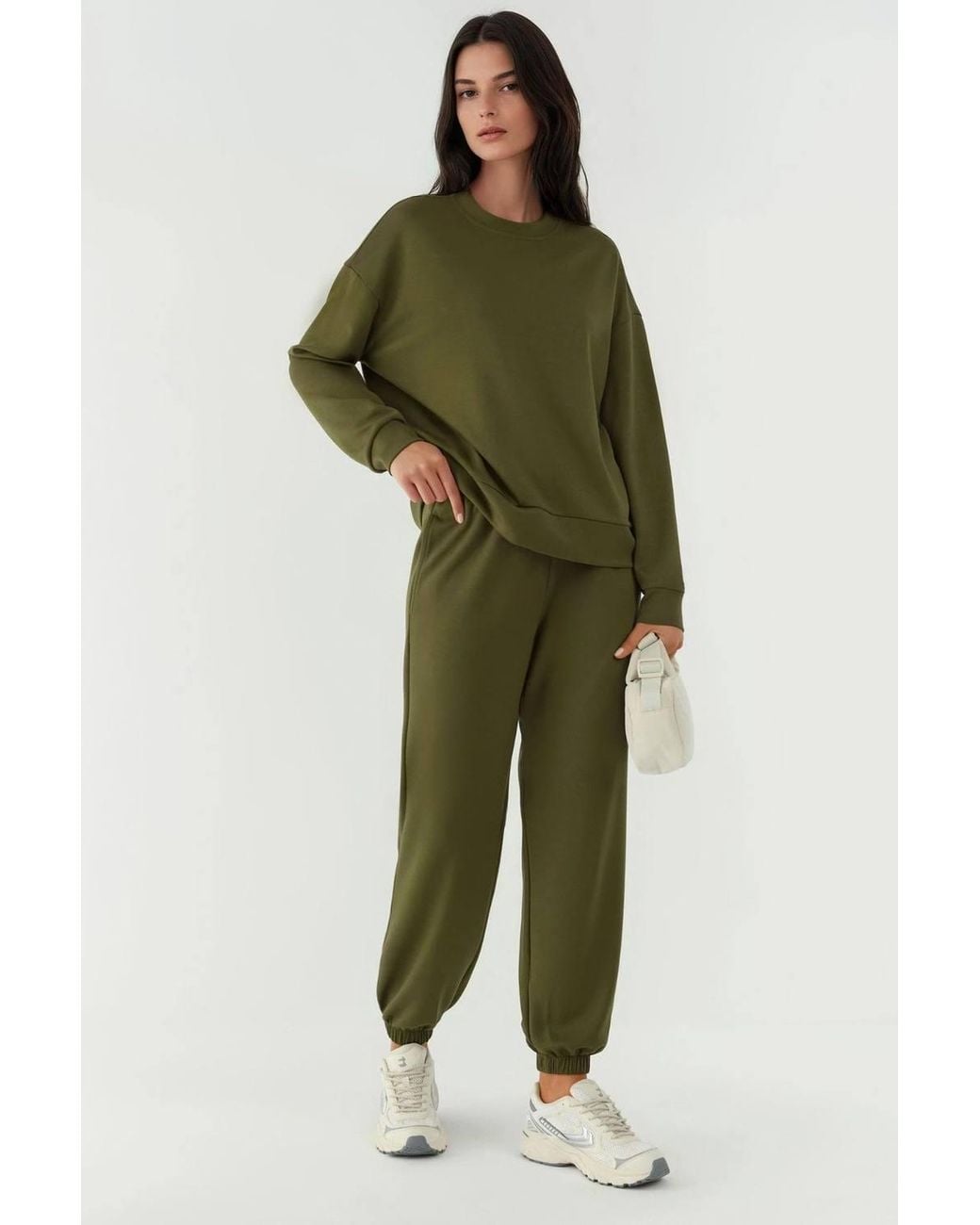 Hiccup Green Elastic Waist Modal Touch Jogger Pants