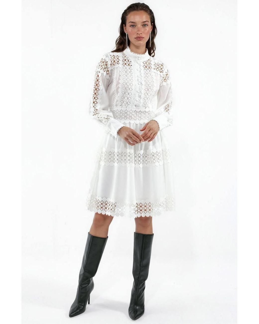 Msn-Collection Blue Lace A-Line Mini Dress