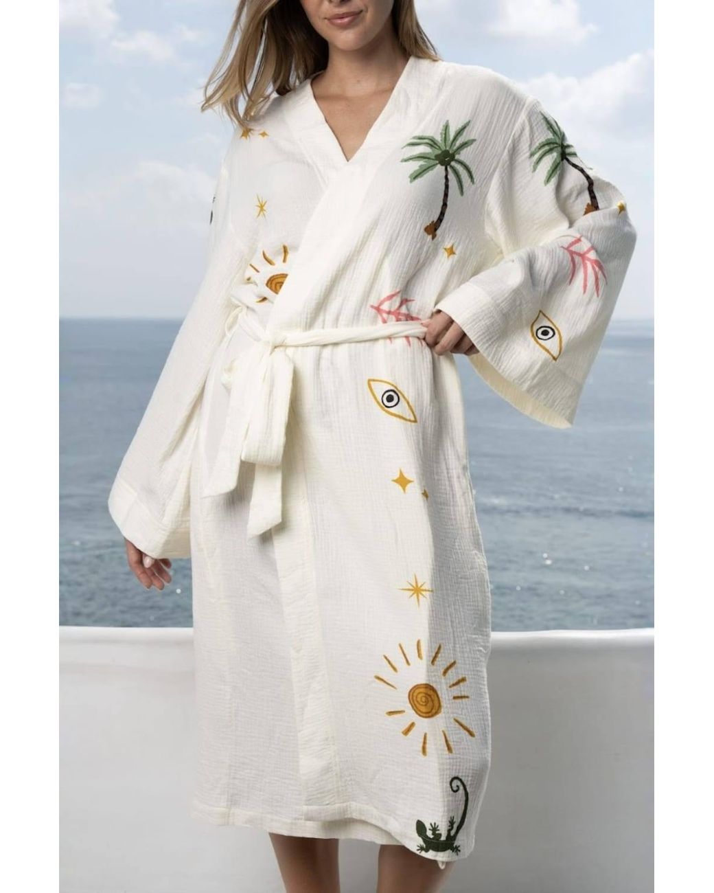 The Night Store Blue Tropical Muslin Dressing Gown