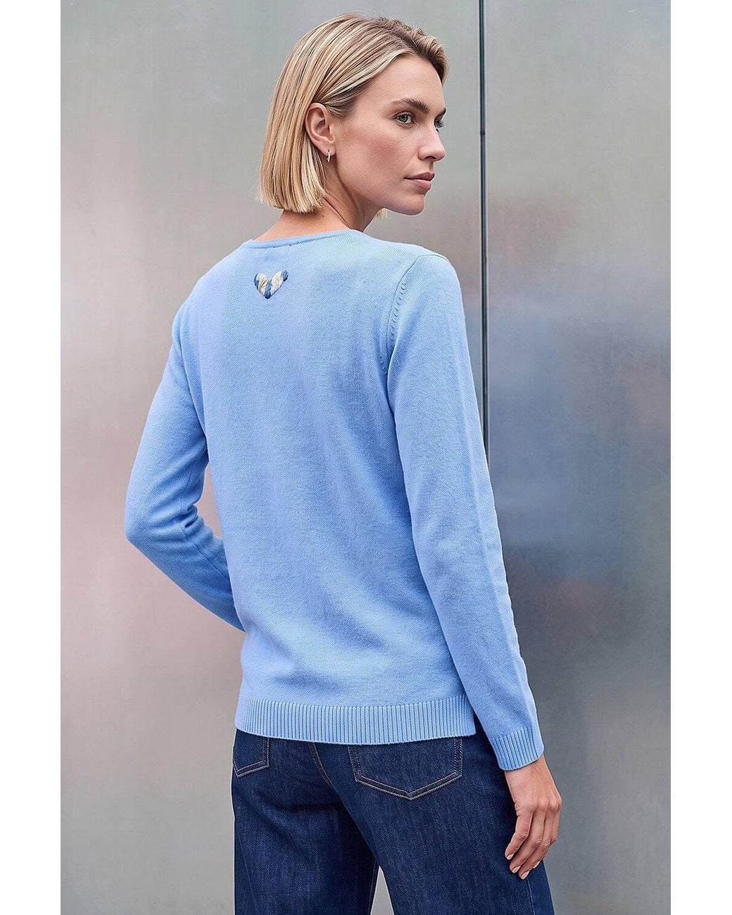 Roman Blue Stitch Heart Knit Jumper