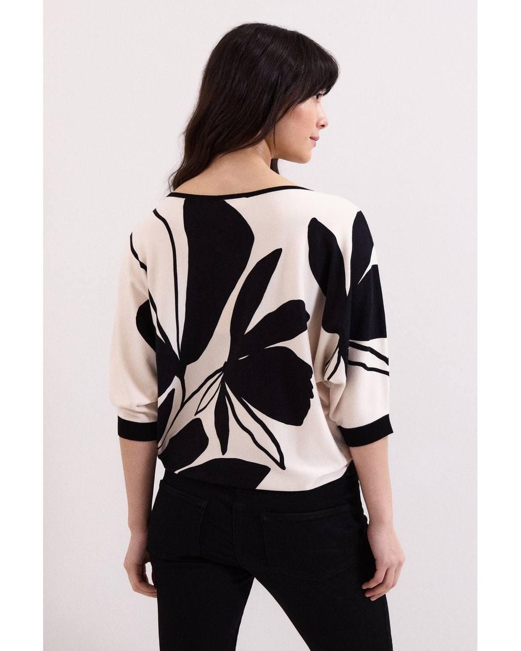 Phase Eight Black Printed Round Neck Knit Faith Jumper
