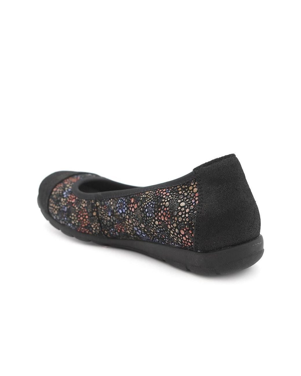 Pavers Black Leather Slip On Ballet Flats