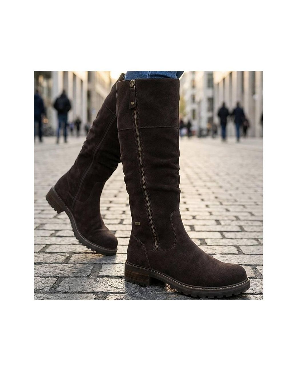 Pavers Black Suede Leather Wide Calf Fit Boots