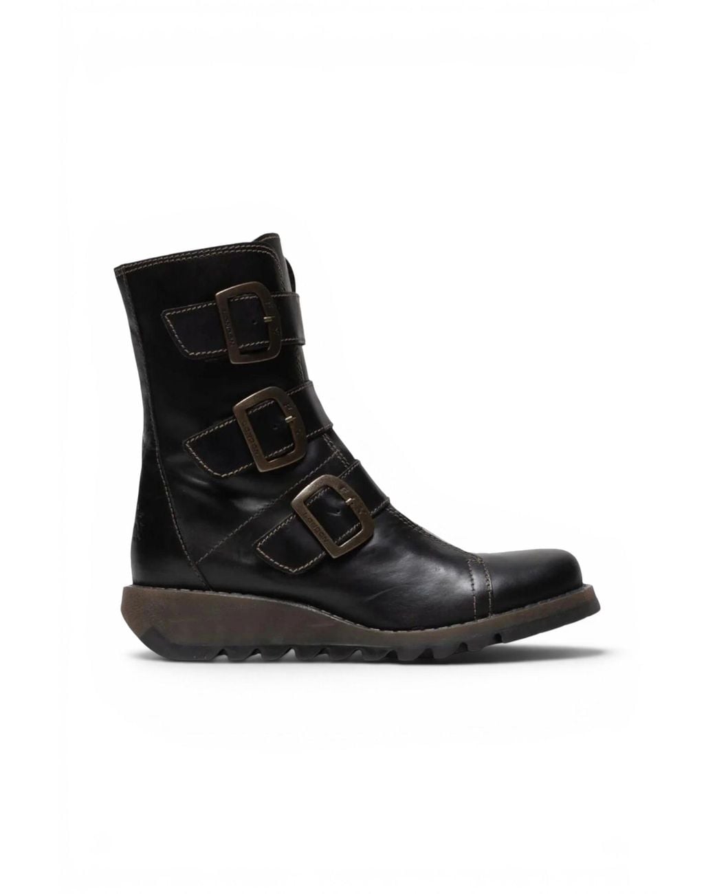 Infinity Leather Black Fly London Scop110 Chelsea Leather Ankle Zip Biker Boots