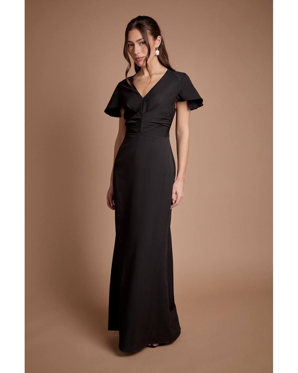 Coast Black Crepe Fold Detail Bridesmaid Maxi Dress