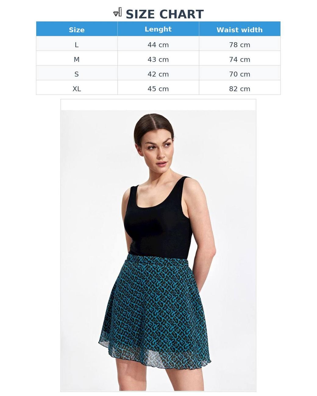 Love Lace Blue Flared Mini Skirt With Lining & Elastic Waist