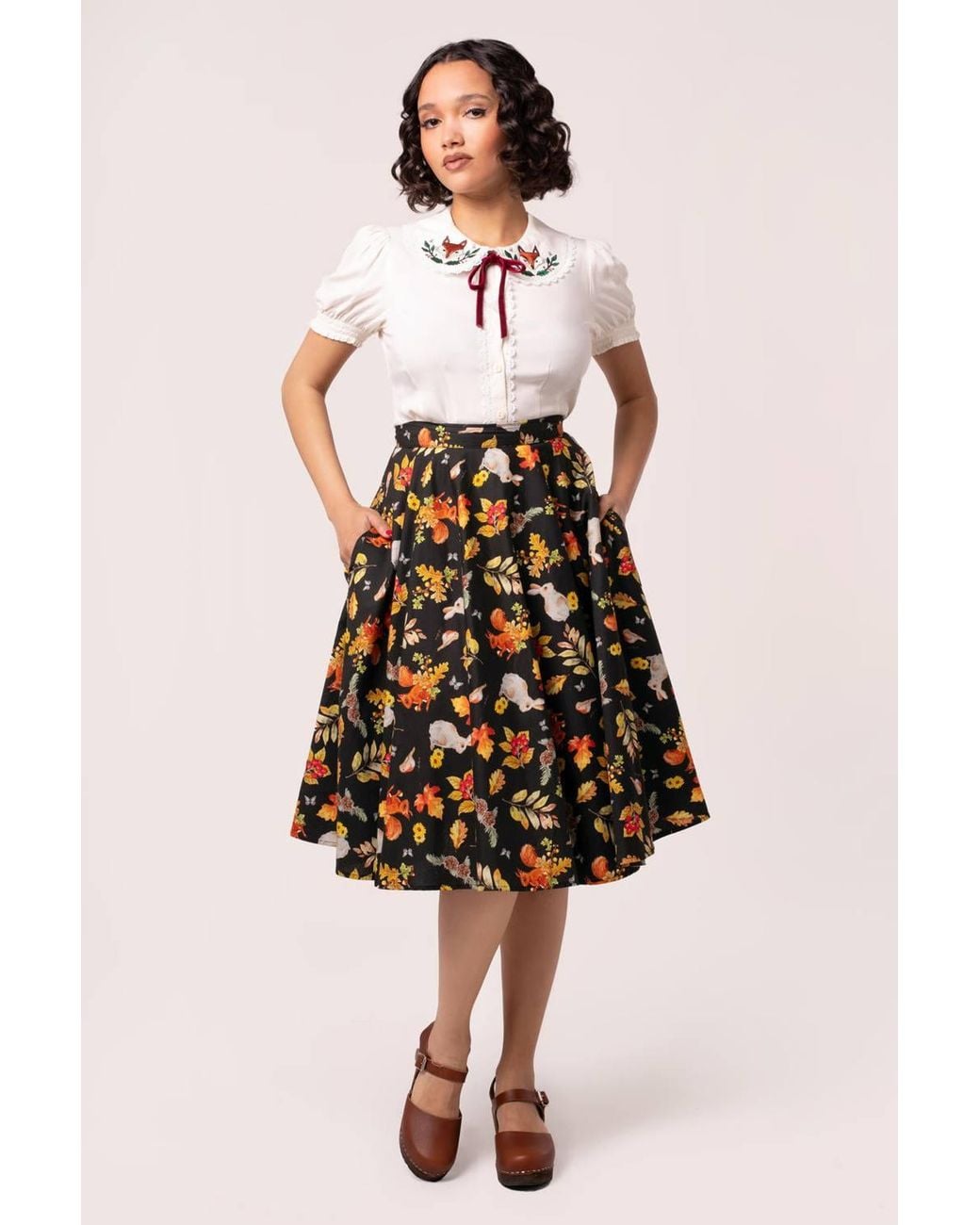 Hell Bunny Black Grizedale 50S Style Midi Skirt