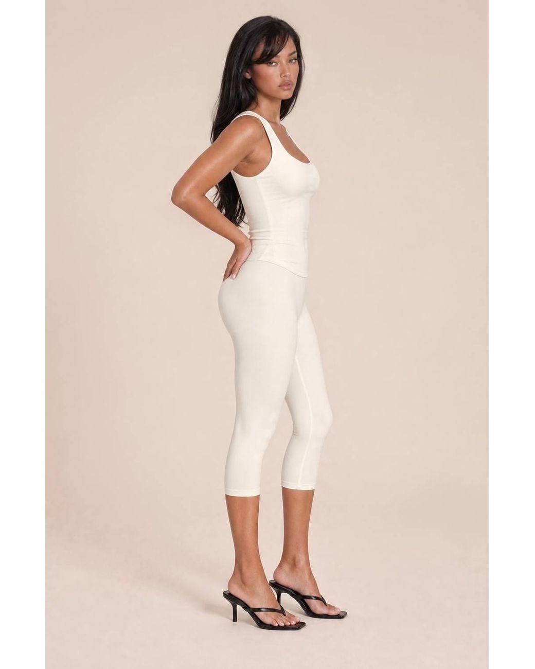 LemonLunar Natural Square Neck Sleeveless Double-Layered Stretch Tank Top