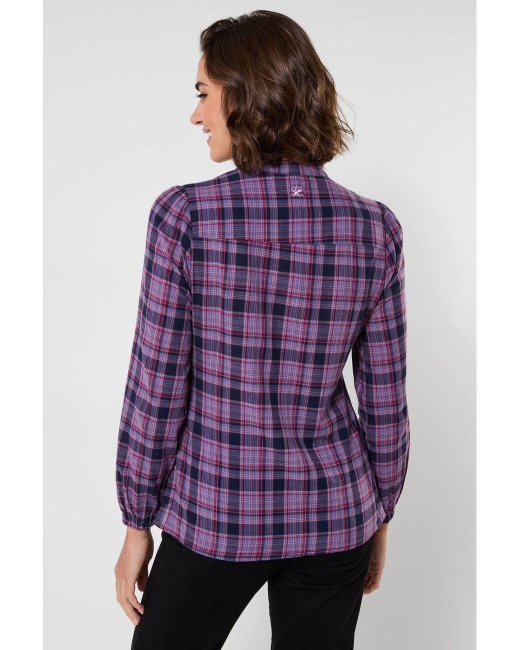 Joe Browns Purple Sophia Checked Blouse With Sheering Detail