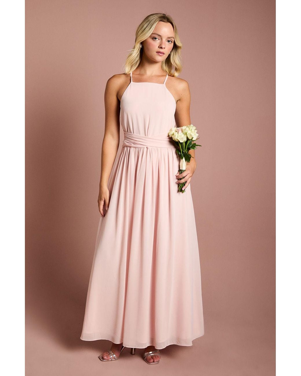 Coast Pink Teen Cross Front Detail Cami Bridesmaid Dress