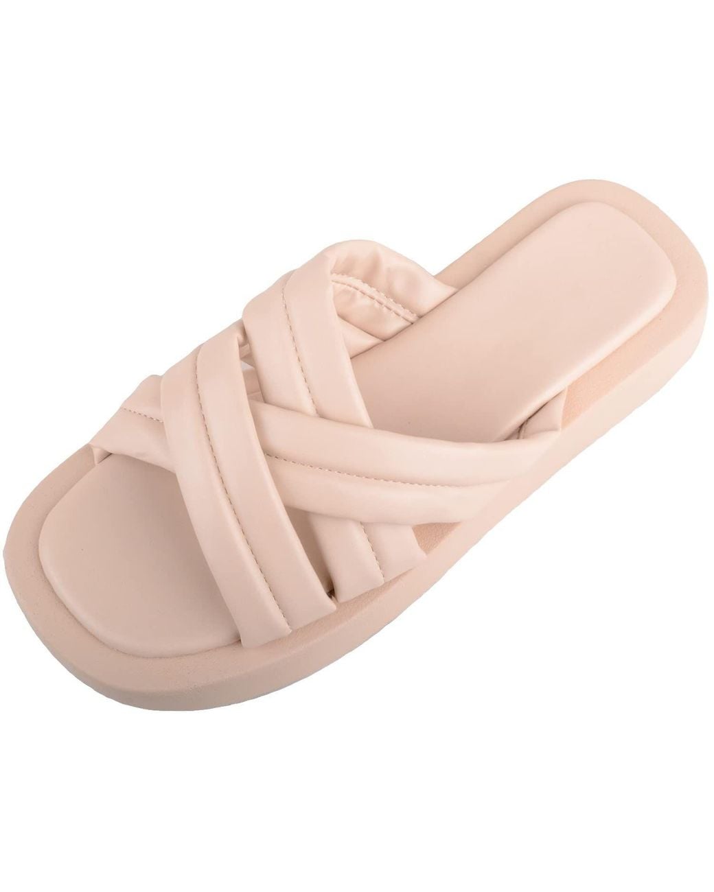 Absolute Footwear Pink Chunky Cross Over Summer Holiday Beach Sliders Sandals