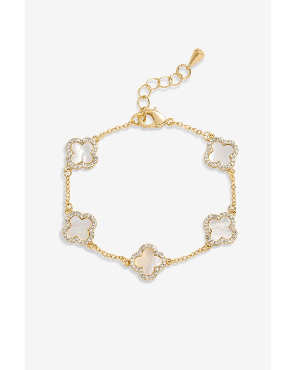 Jon Richard White Plated Mother Of Pearl Clover Bracelet