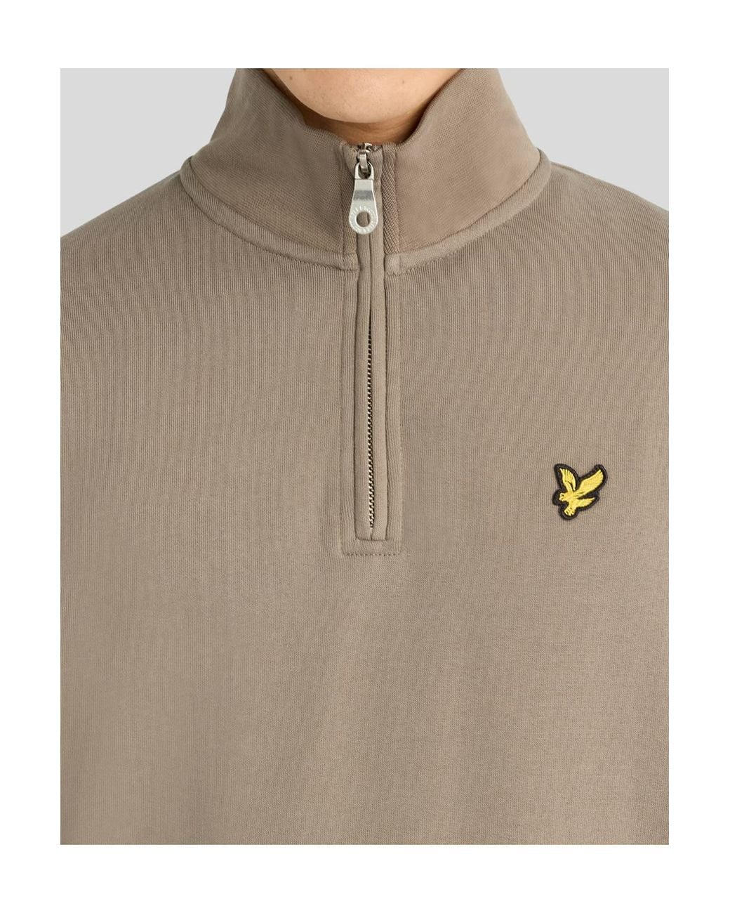 Lyle & Scott Natural Loopback Quarter Zip Sweatshirt Ash for men