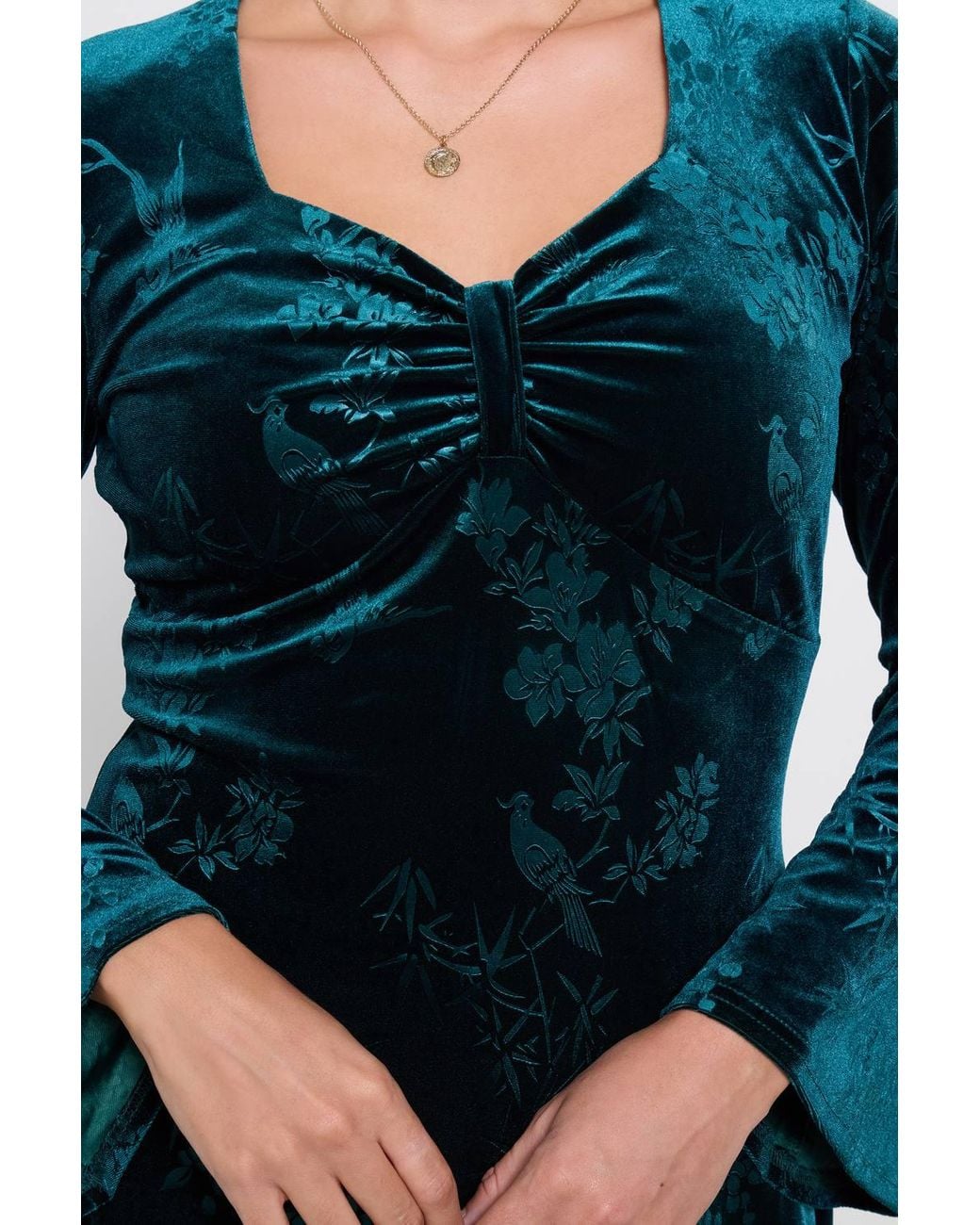 Joe Browns Green Floral Embossed Velour Tunic Top