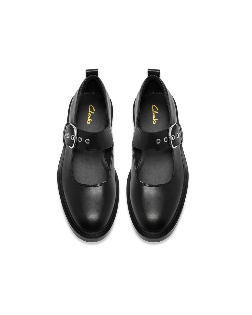 Clarks Black Previa Bar Leather Mary Jane