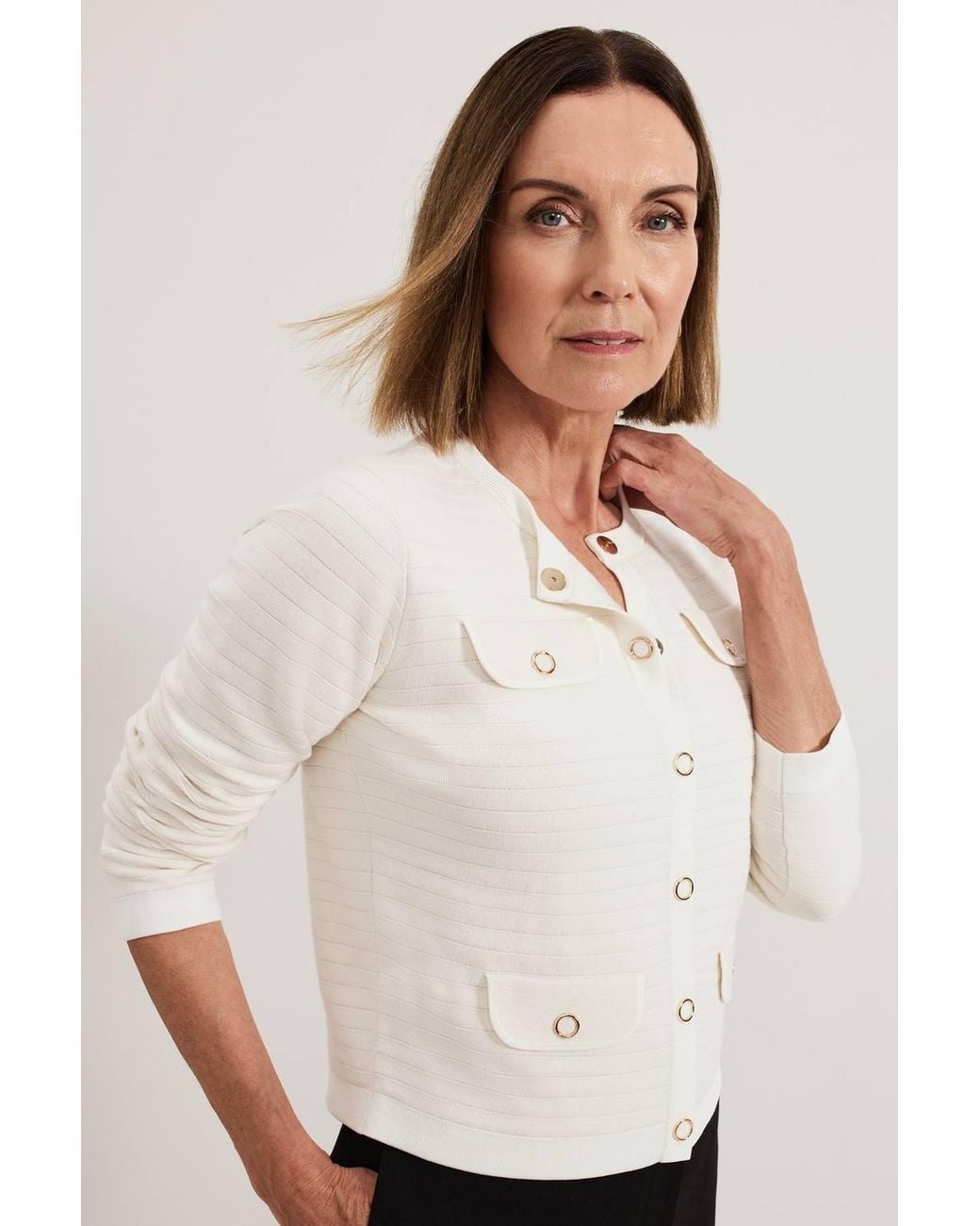 Phase Eight White Kelley Tailored Knit Cardigan
