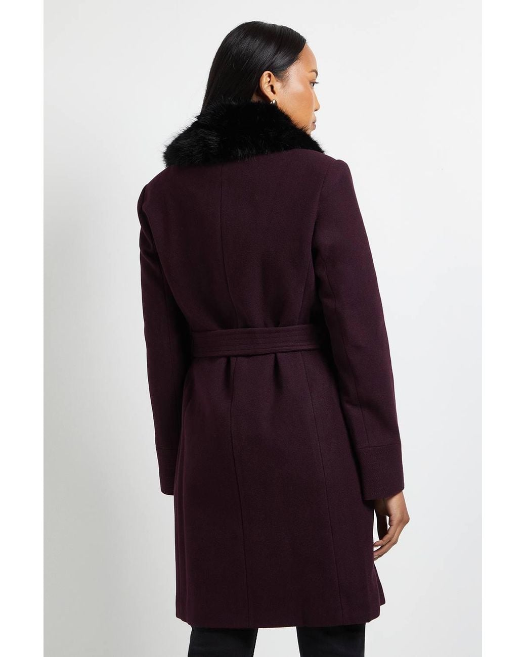 Wallis Blue Principles By Faux Fur Collar Coat