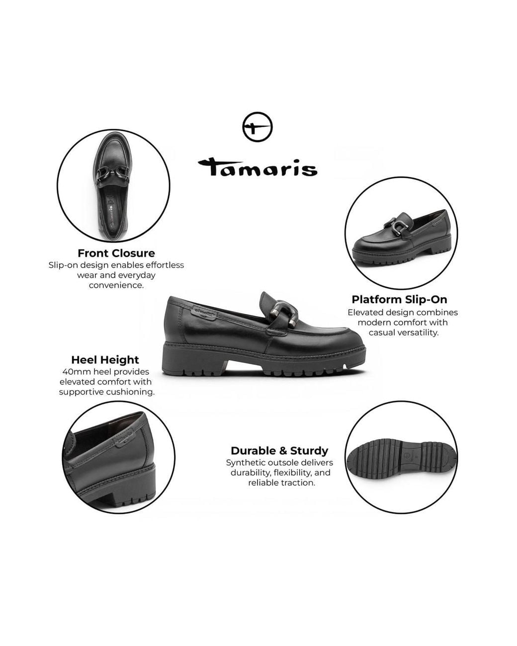 Infinity Leather Black Tamaris Leather Loafer Comfort Shoes