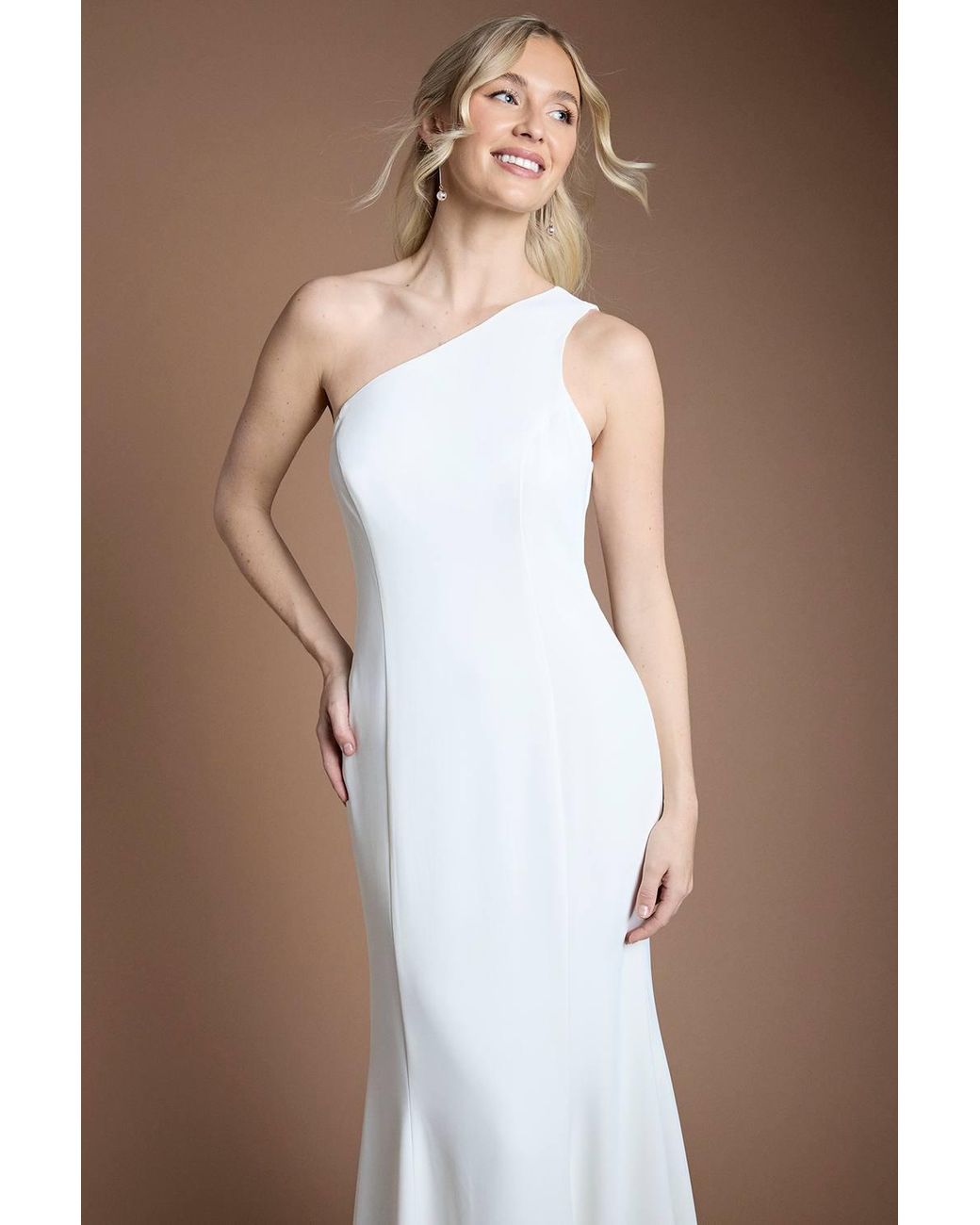 Oasis Brown One Shoulder Wedding Dress