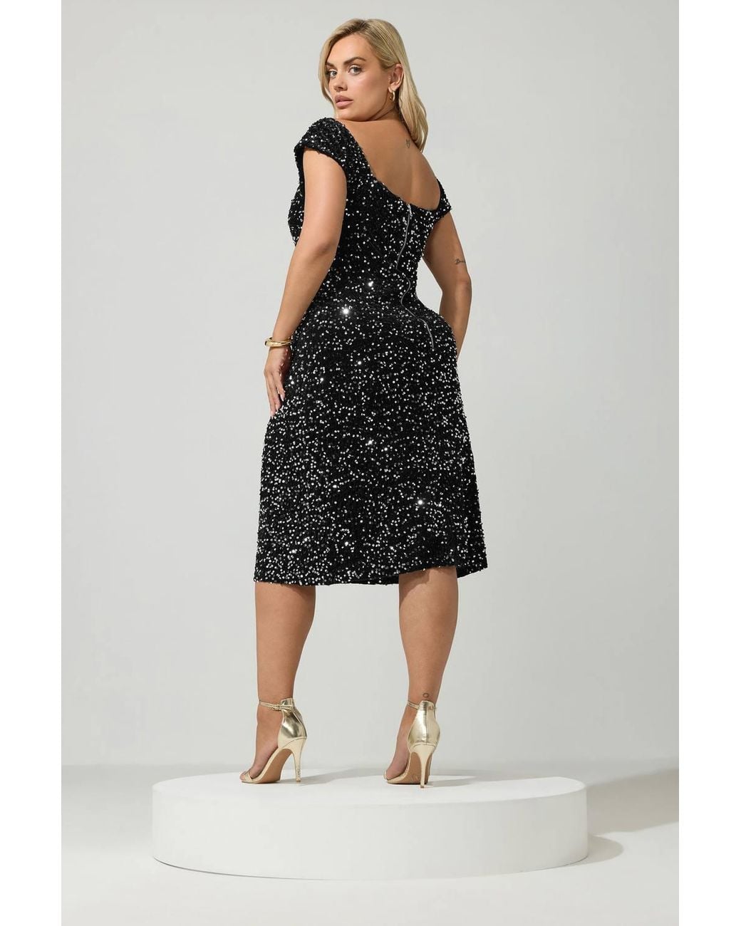 Yours Black Sequin Velvet Dress