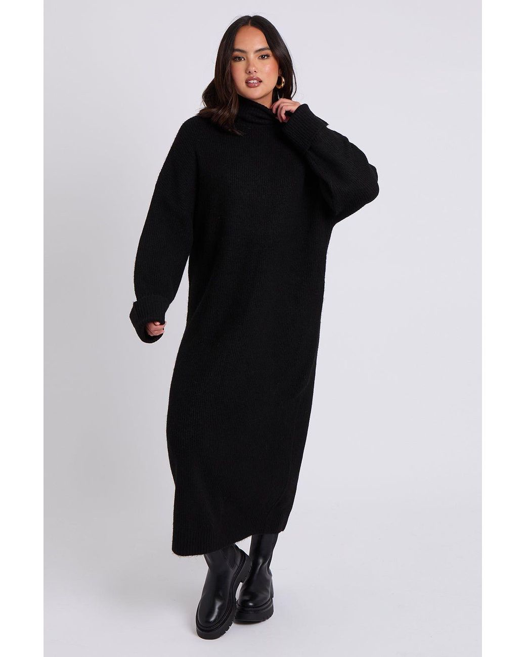 Urban Bliss Brown Roll Neck Maxi Dress