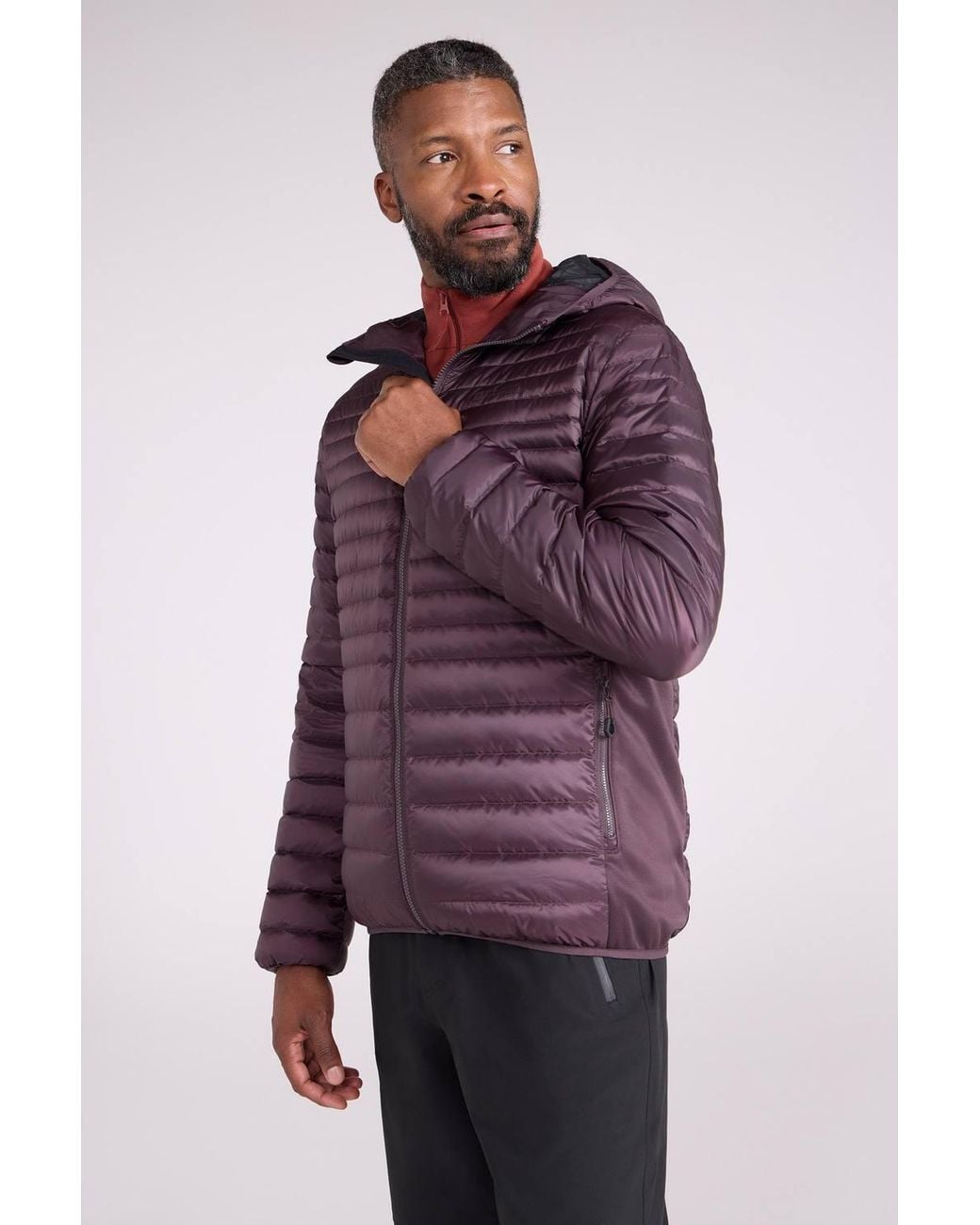 Mountain Warehouse Purple 'Featherweight' Hybrid Down Warm Water Resistant Extreme Hooded Jacket for men